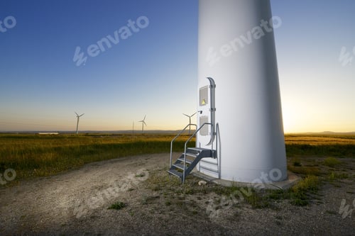 Preview: Windmills For Electric Power Production At Sunset, Gurrea De Gallego, Huesca, Aragon, Spain