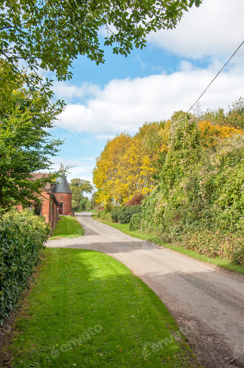 Preview: Autumn Countryside Lane In The British Countryside.