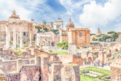 Preview: Defocused Background With Scenic View Over The Ruins Of The Roman Forum In Rome, Italy
