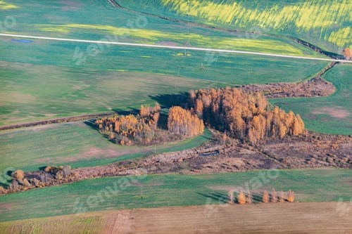 Preview: Aerial View Over The Rural Fields In Autumn
