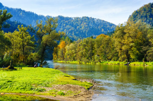 Preview: Dunajec River In Szczawnica, Poland. Rafting In A Traditional Wooden Boat Is A Popular Tourist