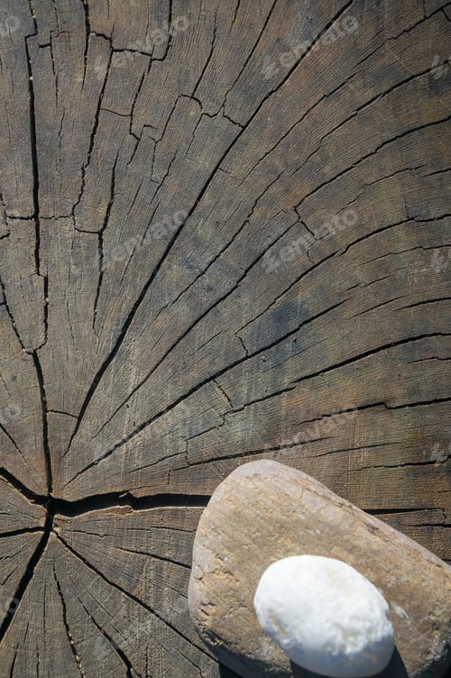 Preview: Spa Beautiful And Unusual Decorative Pebbles On The Old Cracked Wooden Background