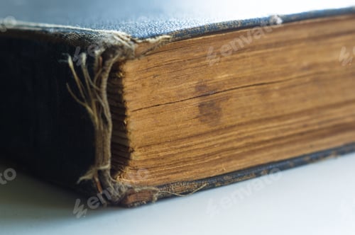 Preview: Part Of The Old Tattered Books With Yellowed Pages, Macro, Close Up