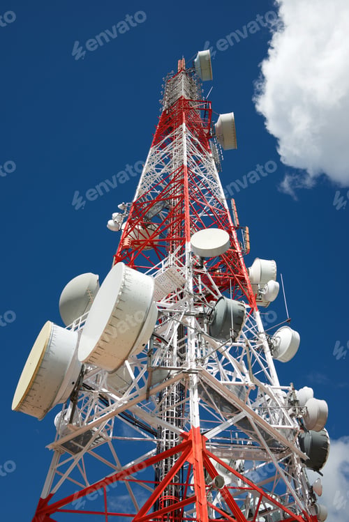 Preview: Telecommunications Tower With Cloudy Sky.