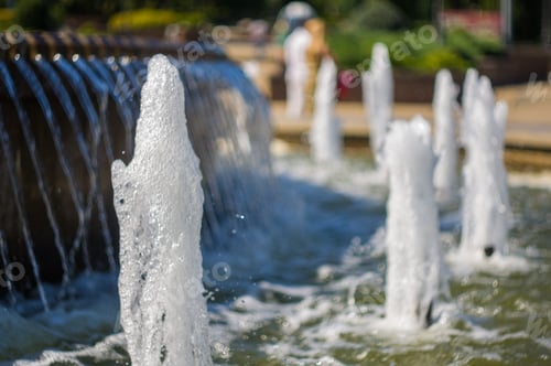 Preview: Fountain In City Park On Hot Summer Day