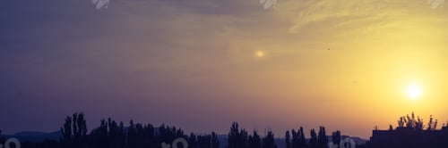 Preview: Landscape With Dramatic Light - Beautiful Golden Sunset With Saturated Sky And Clouds.