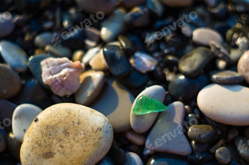 Preview: Pebble Stones On The Sea Beach, The Rolling Waves Of The Sea With Foam