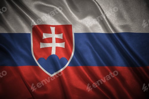 Preview: Flag With Original Proportions. Closeup Of Grunge Flag Of Slovakia