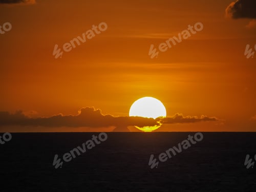 Preview: Sunset And Green Flash Over The Caribbean Sea From Curacao Island