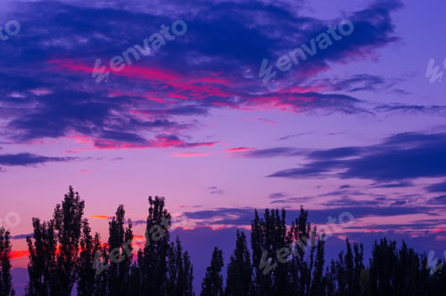 Preview: Landscape With Dramatic Light - Beautiful Golden Sunset With Saturated Sky And Clouds.
