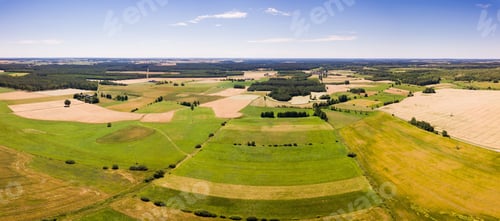 Preview: Beautiful Summer Fields From Above. Aerial Landscape With Beautiful Wheat Fields,