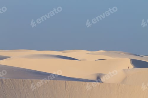 Preview: White Sand Dunes Panorama From Lencois Maranhenses National Park, Brazil. Rainwater Lagoon