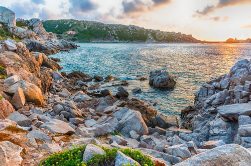 Preview: Scenic Sunset Over The Sea Among The Beautiful Granite Rocks Of Santa Teresa Gallura, Northern