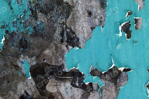 Preview: Abstract Composition From A Metallic Surface With Peeled Paint And Inverted Colors - Texture And