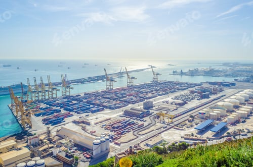 Preview: Aerial View Of The Industrial Part Of Port Of Barcelona, Spain
