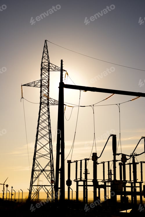 Preview: Electrical Substation View In Huesca Province, Aragon In Spain.