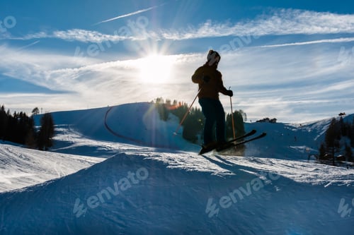 Preview: Freestyle Ski Jump In Mountain Snow Park, Winter Season