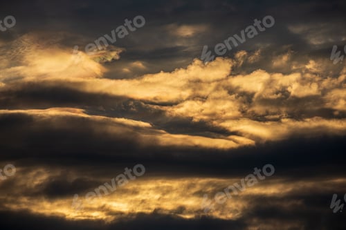 Preview: Blue Sky With Clouds And Plane Trails And Some Birds Flying. Abstract Texture