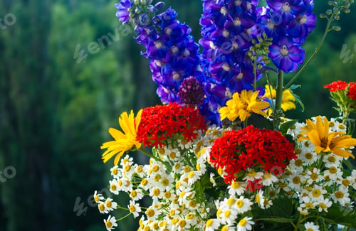 Preview: A Bouquet Of Bright Spring Flowers Of Various Types
