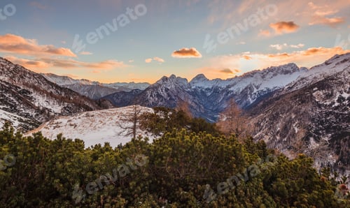 Preview: Beautiful Scene In The Mountains In The Julian Alps. High Peaks, Vast Forests And Beautiful Valleys.