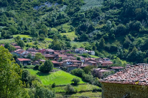 Preview: Bermiego Village In The Council Of Quirós Within Las Ubiñas-La Mesa Natural Park Of Asturias In