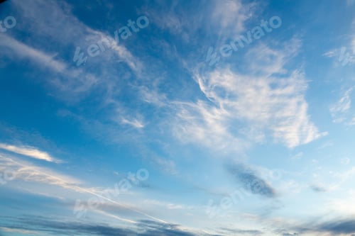 Preview: Beautiful Blue Sky With Clouds. Natural Background With Sky And Clouds.