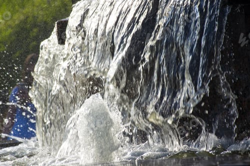 Preview: Fountain In City Park On Hot Summer Day, Beautiful Bright Streams Of Sparkling Water, Drops And