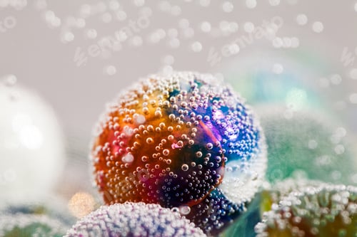 Preview: Abstract Underwater Composition With Colorful Glass Balls, Bubbles And Light
