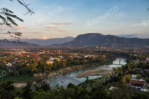 Preview: View Of The Town And Surrounding Countryside From The Top Of Mount Phousi, Luang Prabang, Laos