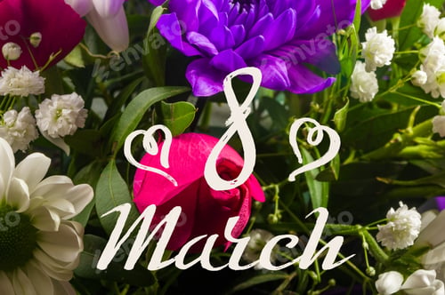 Preview: Holiday Card - Beautiful Gift Bouquet Of Various Colorful Decorative Summer Flowers, Holiday