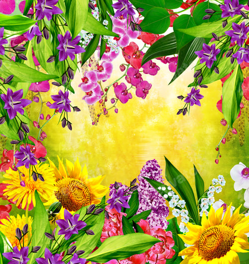 Vista previa: Multi Colored Beautiful Flowers. Floral Background.