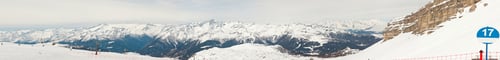 Preview: Panorama Of Winter Snow Mountain Landscape With Blue Sky.