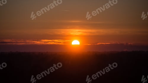 Preview: Colorful Sunset Over The Fields In Countryside With Dramatic Clouds