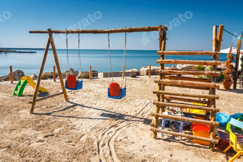 Preview: Playground For Children On The Beach At Sunny Day
