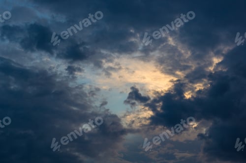 Preview: Landscape With Dramatic Light - Orange Clouds And The Outline Of Trees At Sunset
