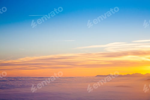 Preview: Mountain Silhouette At Sundown From Italian Alps. Clouds Background
