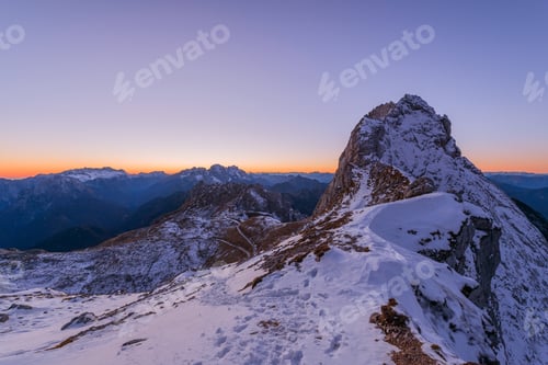 Preview: Winter Mountain Landscape In The Evening Just After The Sunset