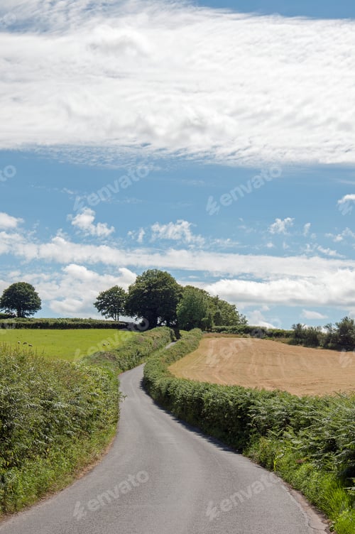Preview: Summertime Country Road In The Herefordshire Countryside Of The United Kingdom.