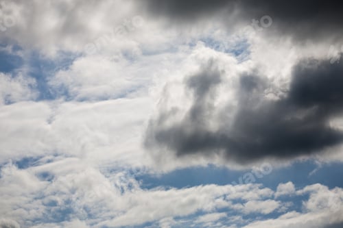 Preview: Beautiful, Fluffy, White And Grey Clouds And Blue Sky