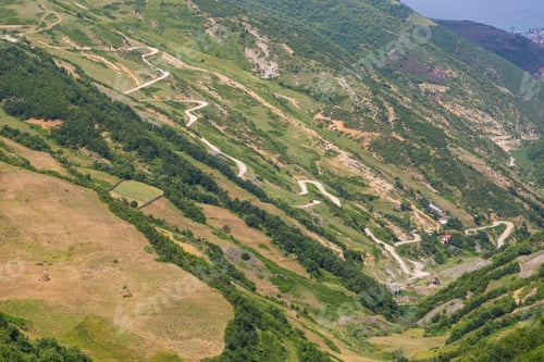 Preview: Scenic Landscape View In Albanian Mountain, Ohrid Lake In The Background.
