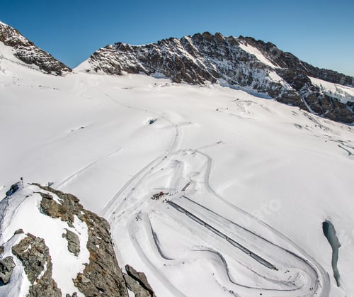 Preview: Aerial View Of Summer Ski Slope In Jungfraujoch - The Highest Railway Station In Europe.