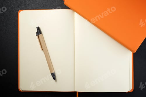 Preview: Notebooks View On A Black Table.