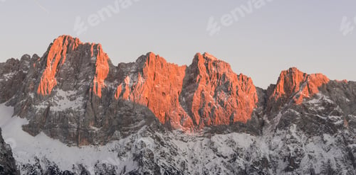 Preview: Mountain Panorama At Sunset. Julian Alps In The Early Evening.