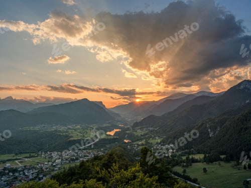 Preview: My Hometown Jesenice On A Very Vivid And Dramatic Sunset.