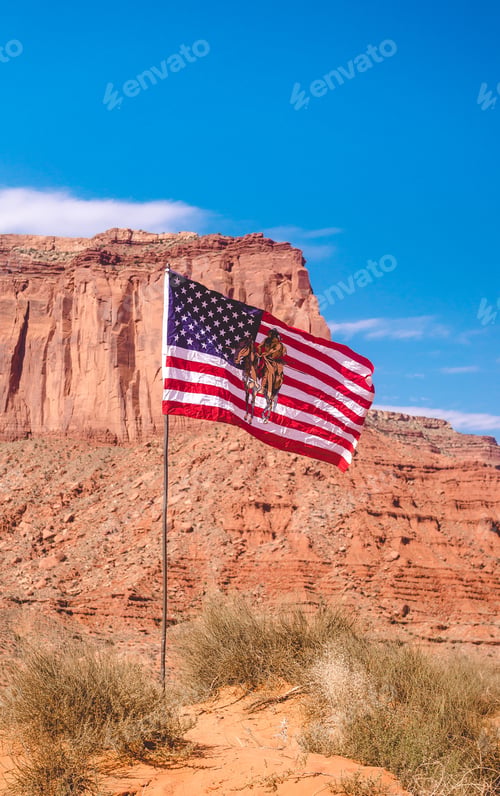 Preview: Flag Of The Navajo Tribe. Journey To The Monument Valley, Arizona, Usa