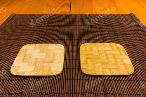 Preview: Bamboo Mat - Stand Food With Bamboo Stands For Hot, Close-Up, Wooden Background