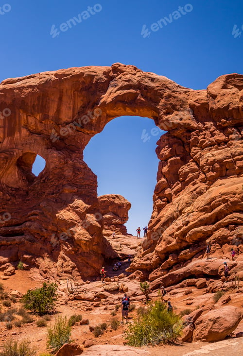 Preview: Moab, Utah / Usa - June 30 2017: Stone Natural Arches Of Utah - A Natural Tourist Attraction Of The