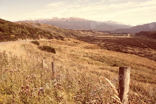 Preview: Mountain Landscape And Valley In Canterbury Region, New Zealand