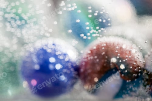 Preview: Abstract Underwater Composition With Colorful Glass Balls, Bubbles And Light