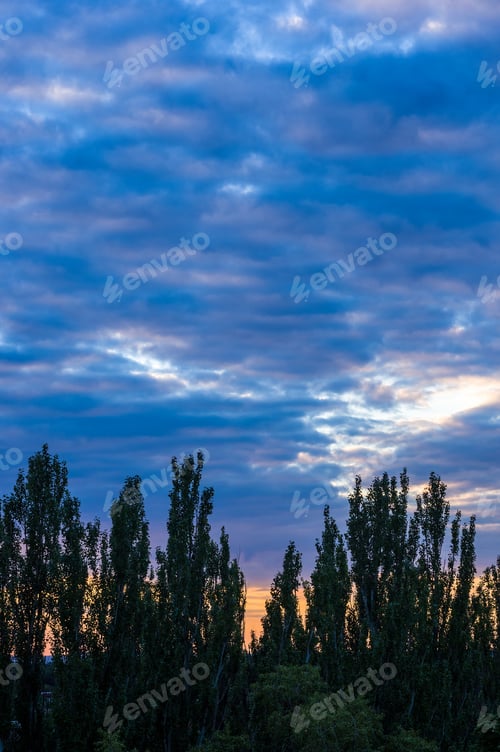 Preview: Landscape With Dramatic Light - Beautiful Golden Sunset With Saturated Sky And Clouds.